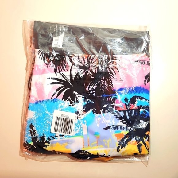 ❤️NWT VINTAGE TORRID SWIM BOTTOM - HIGH RISE POCKETS TROPICAL SUNSET SWIM BRIEF - Picture 6 of 11